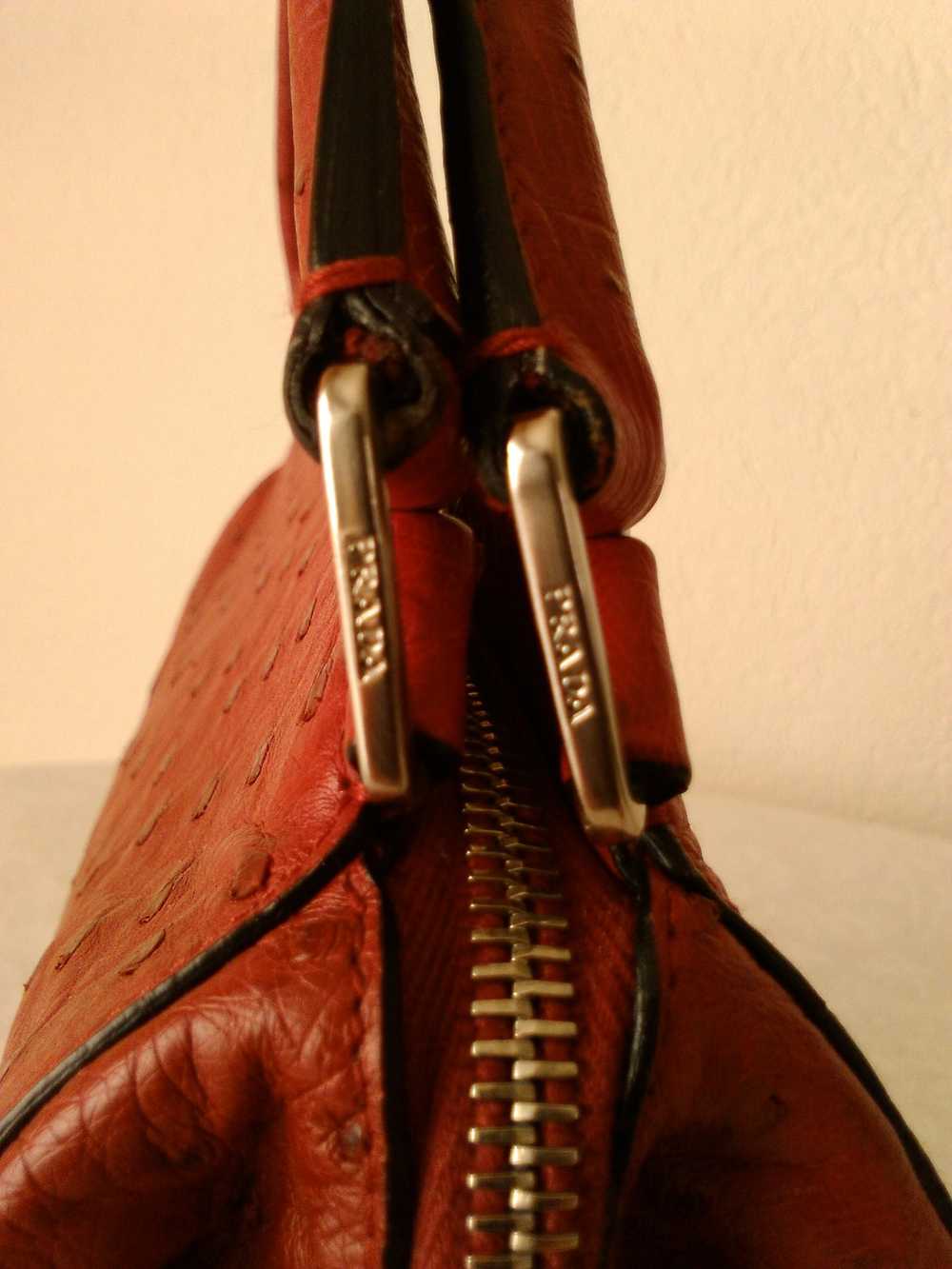 Prada Prada Red Ostrich leather Handbag - image 3