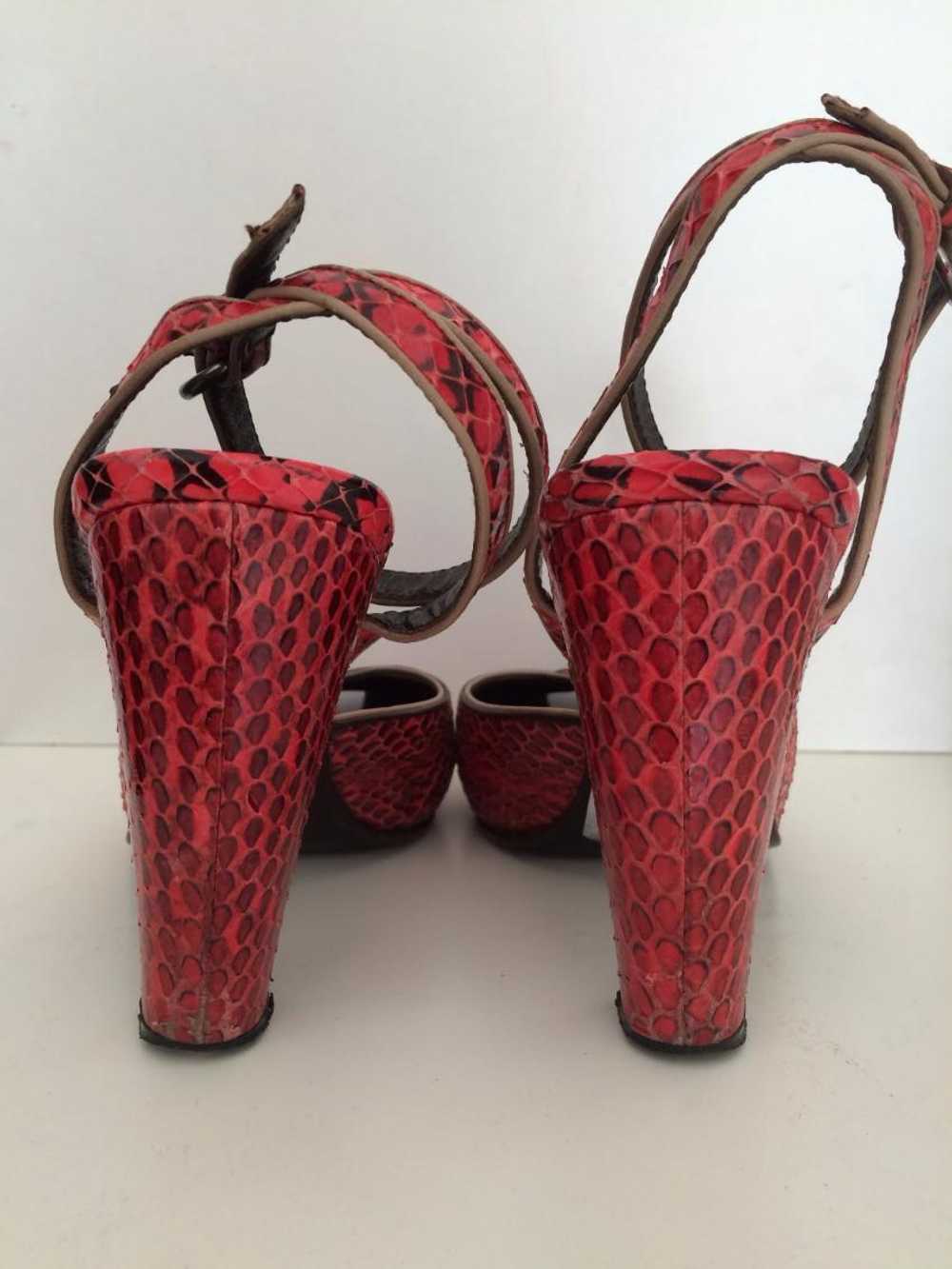 Miu Miu MIU MIU Red and Black Python Peep-Toe Hig… - image 4