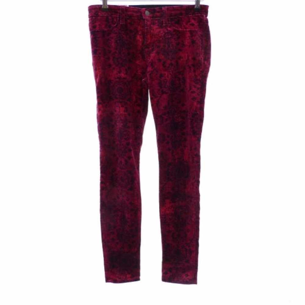 J Brand J BRAND Black Red Floral Velvet Pants - image 1