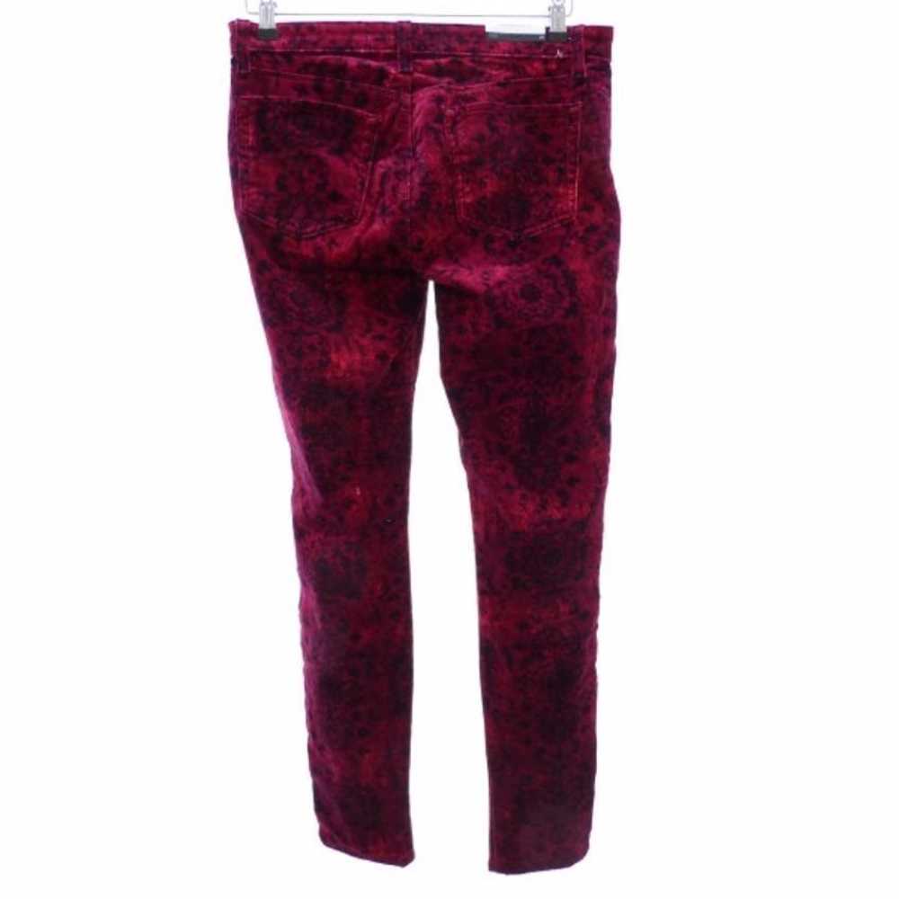 J Brand J BRAND Black Red Floral Velvet Pants - image 2