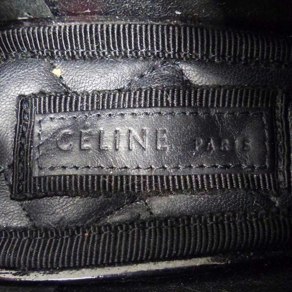 Celine Celine Black Leather Lace Up Heeled Metal … - image 5