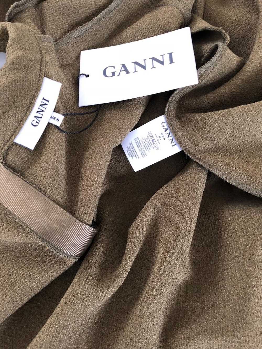 Ganni GANNI olive green crepe dress - image 5
