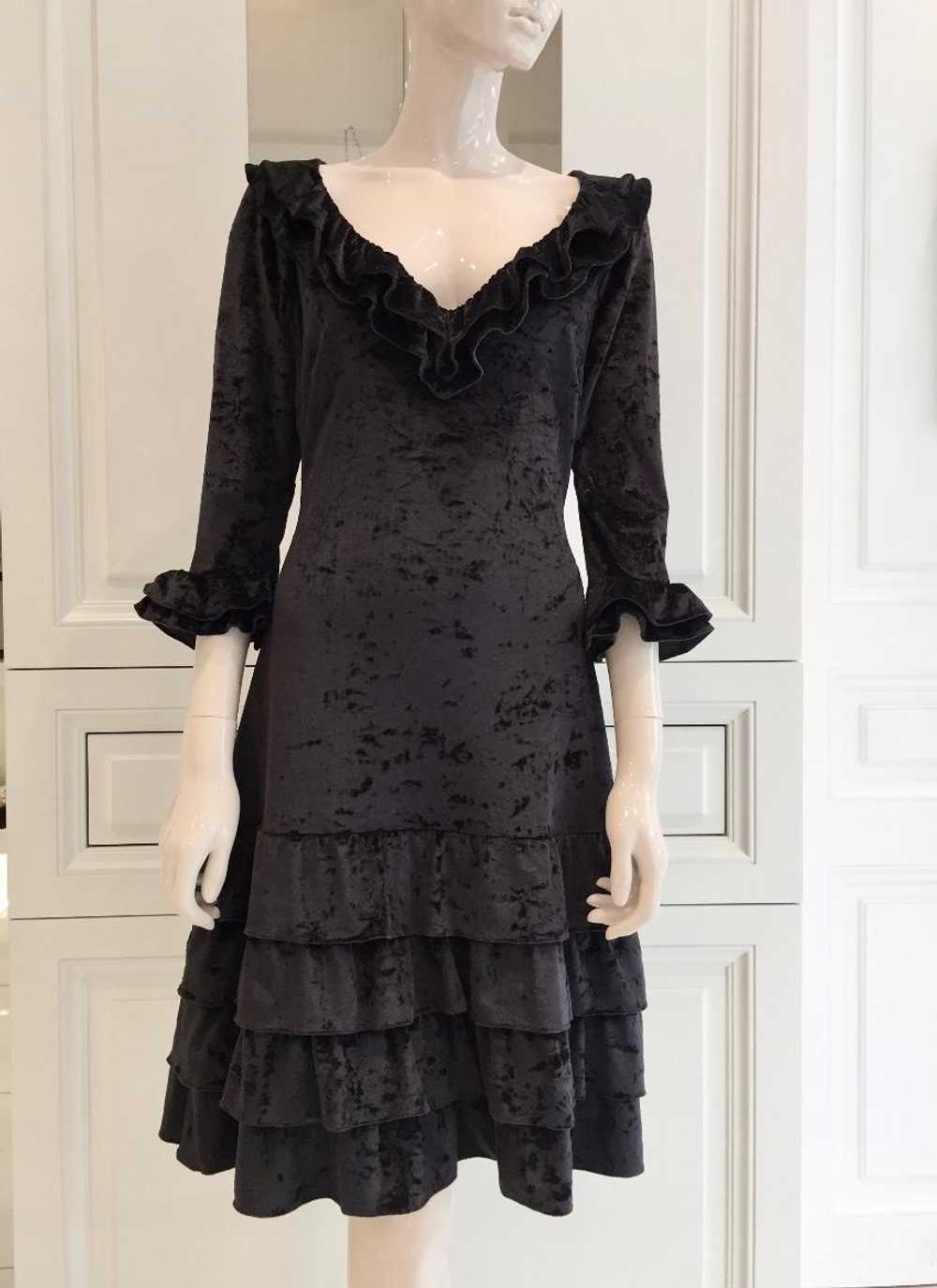 Other Designers French Couture Black Panne Velvet… - image 3