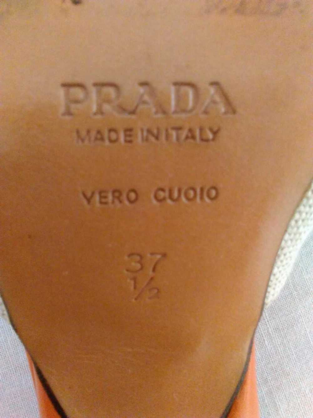 Prada Prada Sabot linen and leather mules - image 8