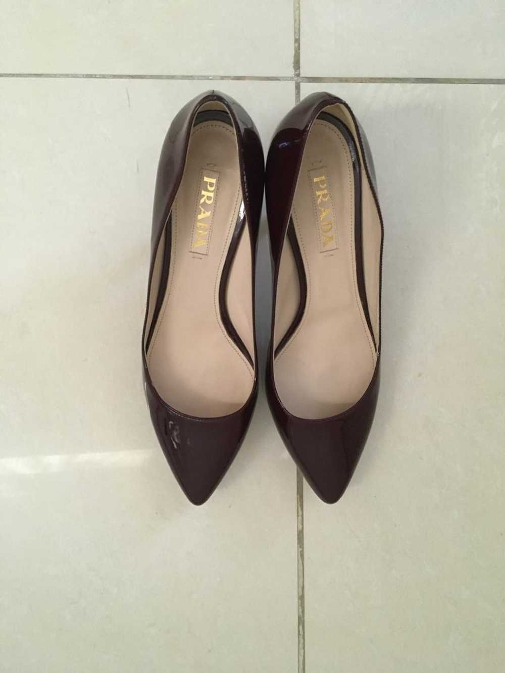 Prada Prada Burgundy Patent Leather Low Heeled Pu… - image 2