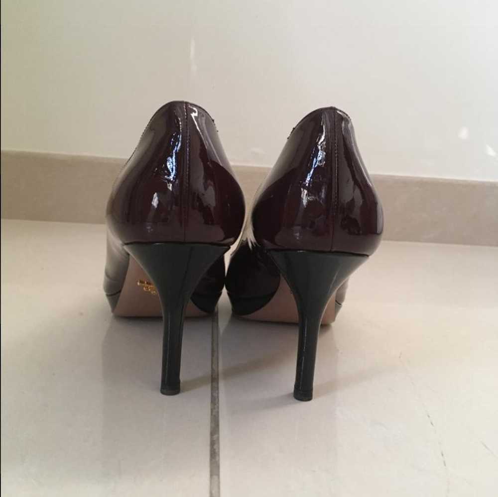 Prada Prada Burgundy Patent Leather Low Heeled Pu… - image 3