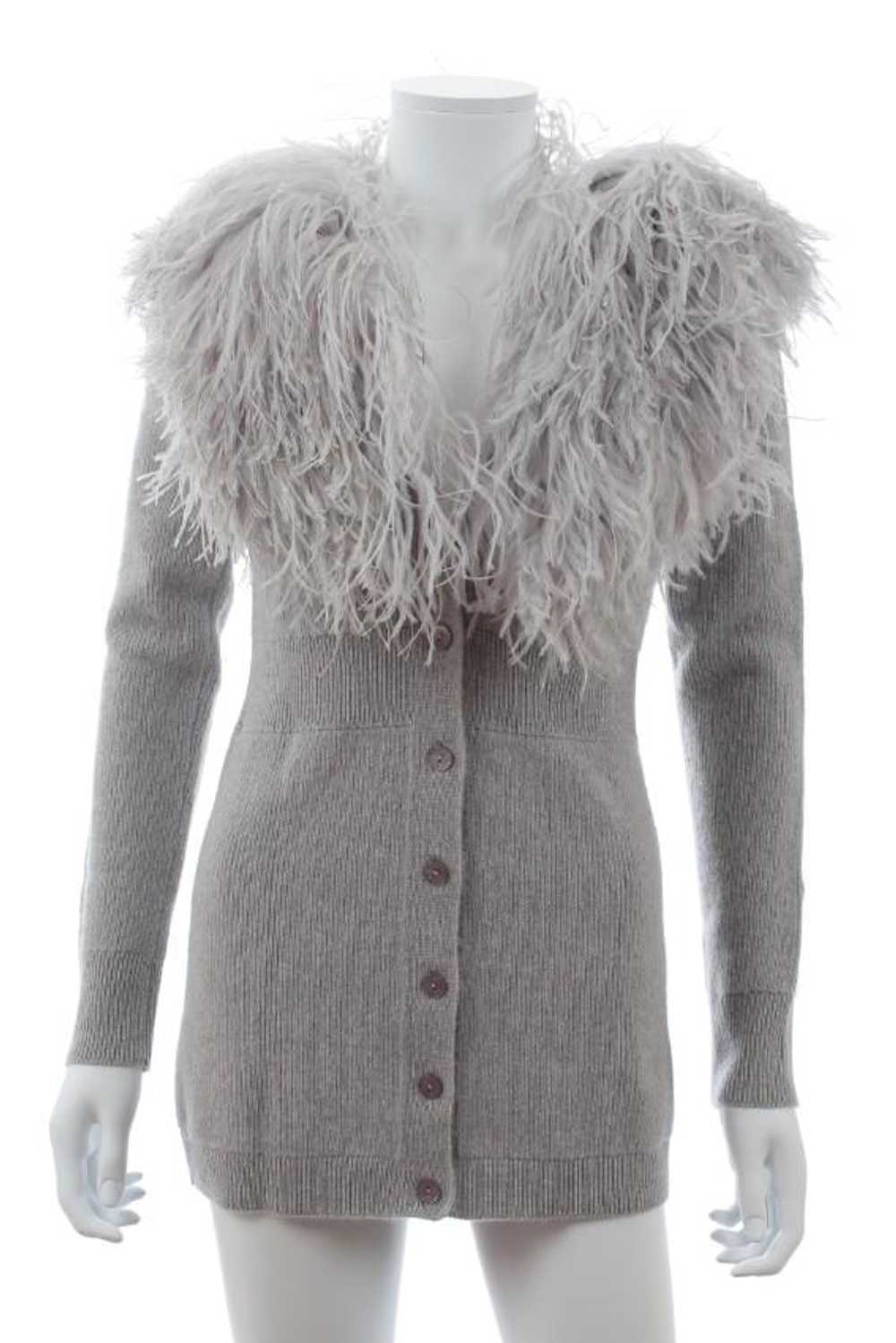 Product Details Blumarine Grey Ostrich Feather Tr… - image 2