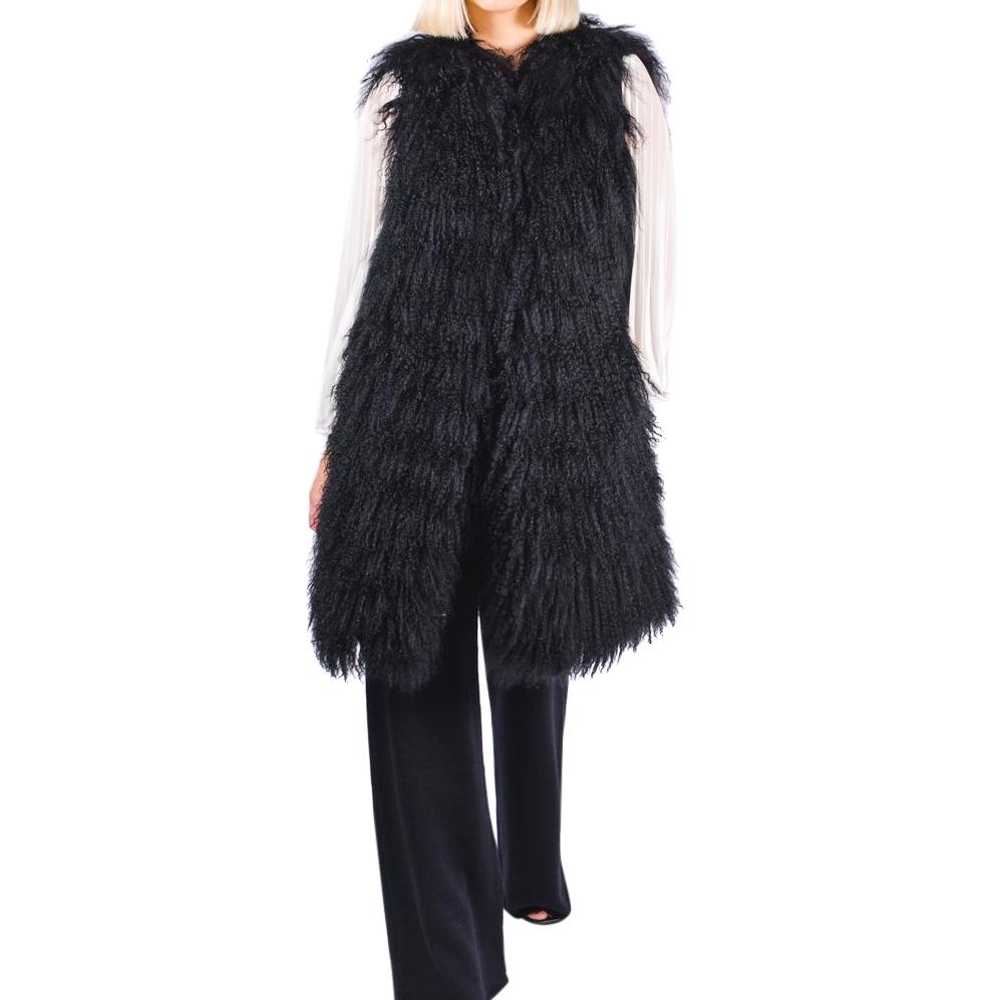 FurbySD FurbySD Black Mongolian Lambs Fur Longline Gi… - Gem