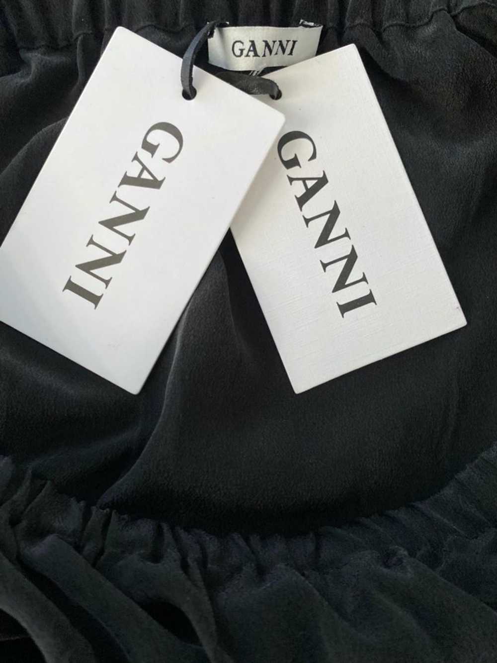 Ganni Ganni Grace Black Silk Cropped Top - image 4