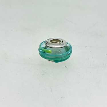 Pandora Sterling Silver Murano Glass Clear/Teal R… - image 1