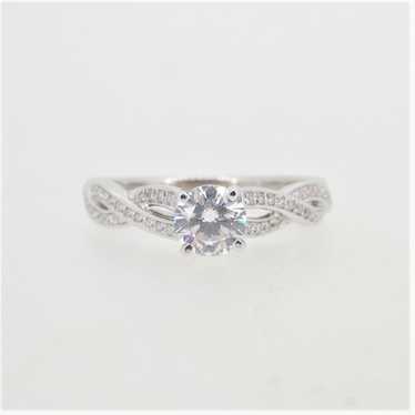 14K White Gold .47ct Round Diamond Twisted Band E… - image 1