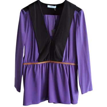 Prada Prada Purple & Black Silk Blouse - image 1