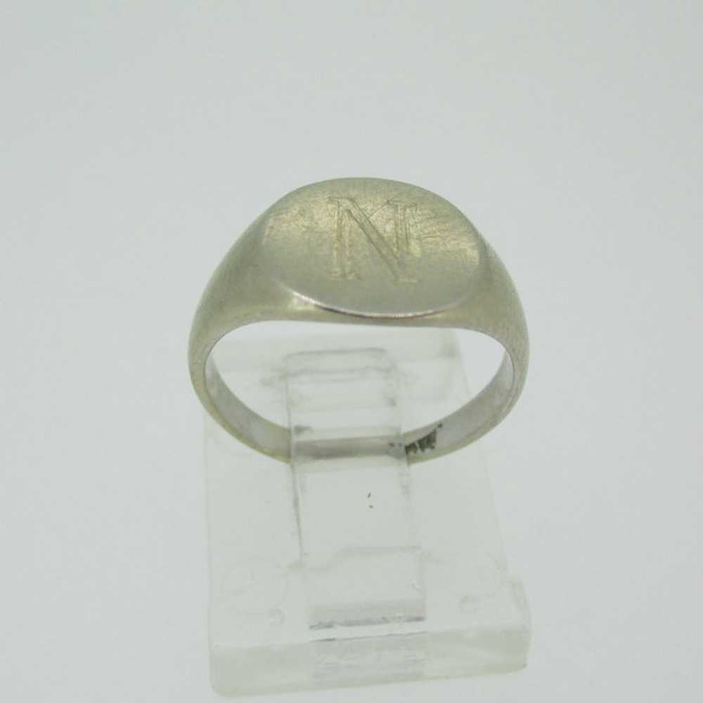 Sterling Silver Baby or Pinky Initial "N" Ring 4 … - image 2