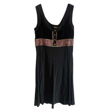 Galliano Galliano Black Satin Embroidered Dress - image 1