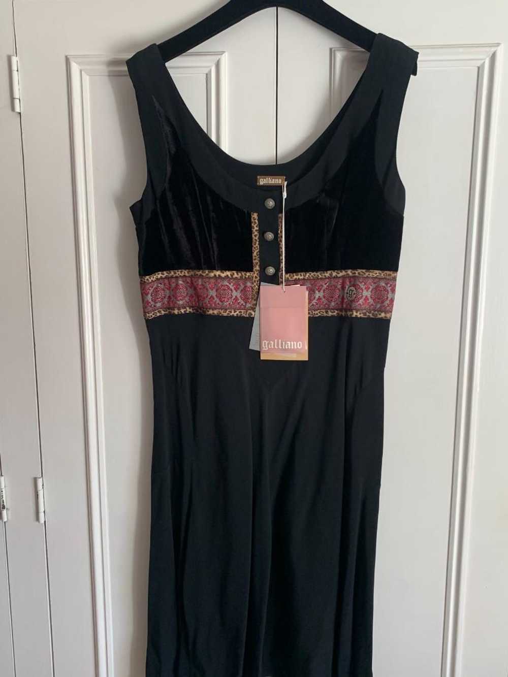 Galliano Galliano Black Satin Embroidered Dress - image 3