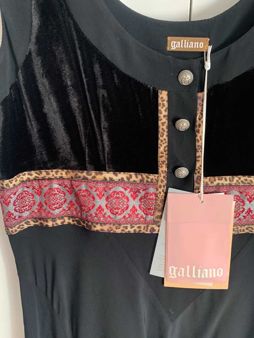 Galliano Galliano Black Satin Embroidered Dress - image 4