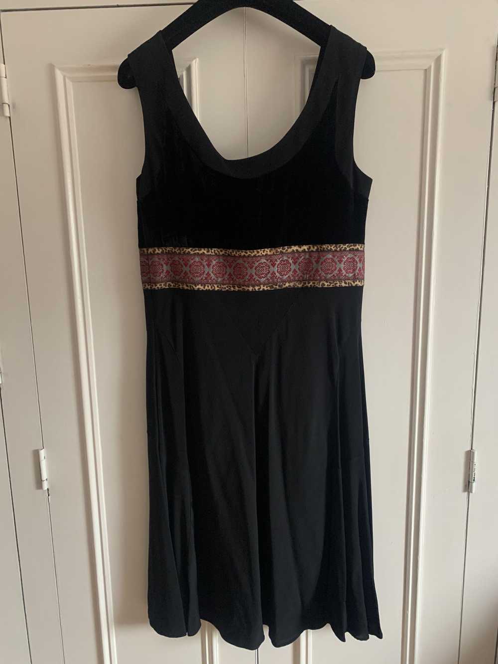 Galliano Galliano Black Satin Embroidered Dress - image 5