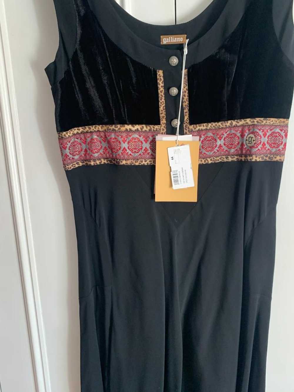 Galliano Galliano Black Satin Embroidered Dress - image 7