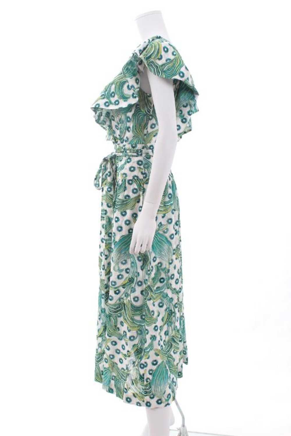 Temperley Temperley Green Twill Florrie Midi Dress - image 3