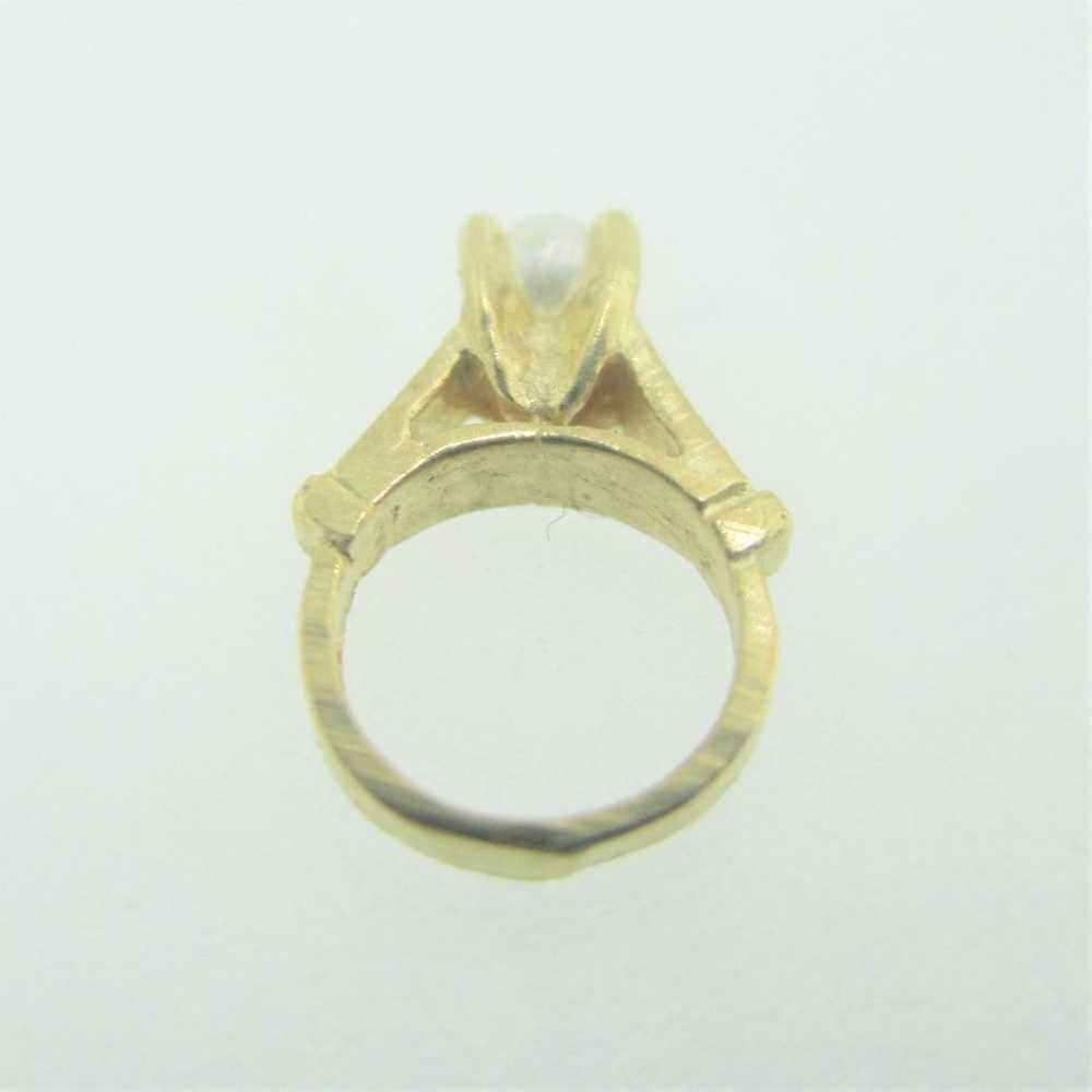 14k Yellow Gold Faux Pearl June Birthstone Ring C… - image 4