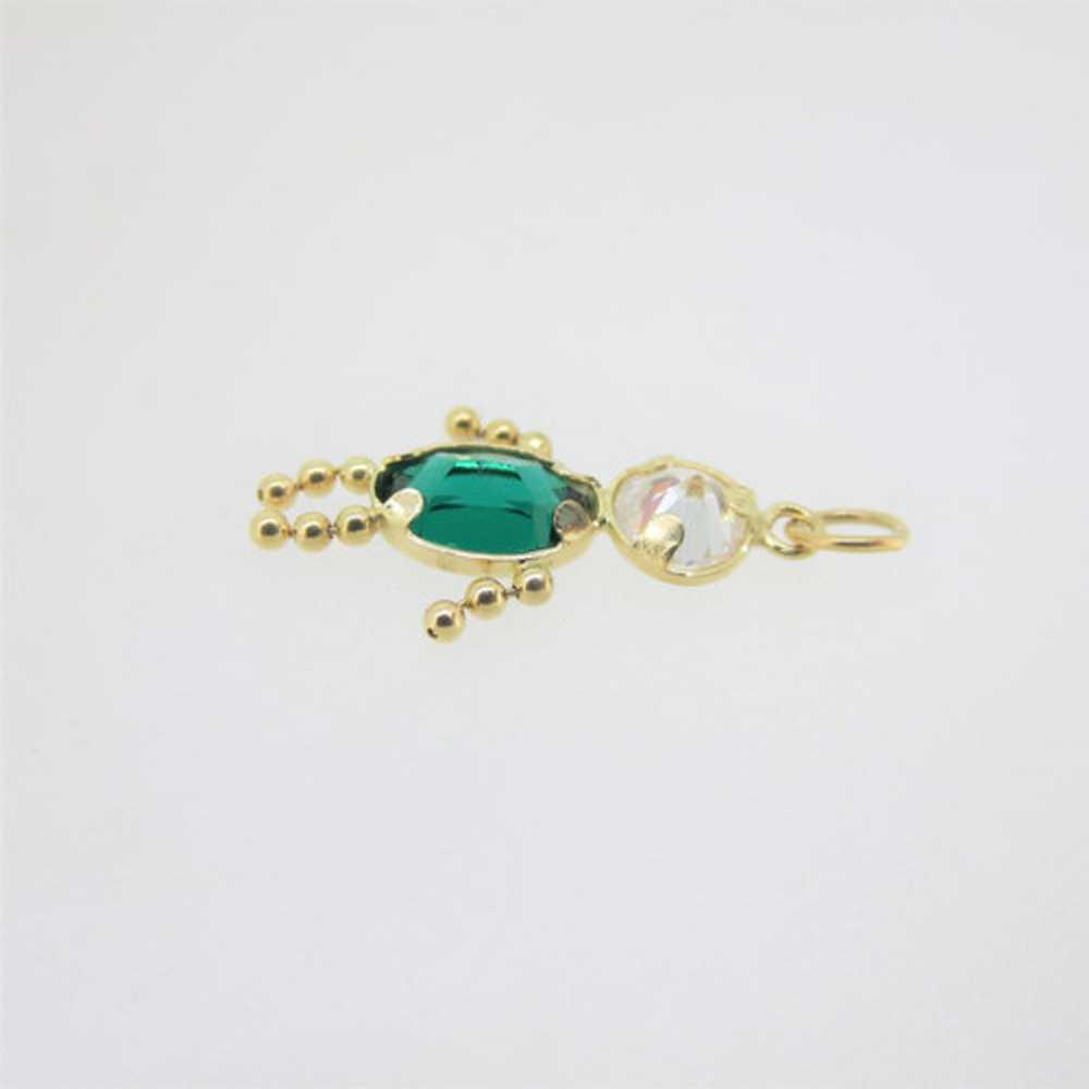 14k Yellow Gold Created Emerald May Birthstone Bo… - image 2