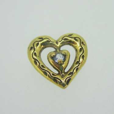 Sterling Silver Gold Wash Franklin Mint 85 Heart … - image 1