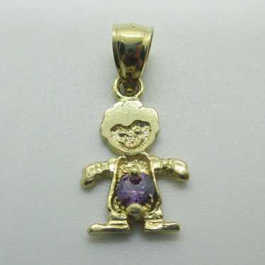 14k Yellow Gold February Boy Kid Charm - image 1