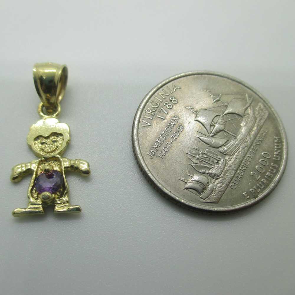 14k Yellow Gold February Boy Kid Charm - image 2