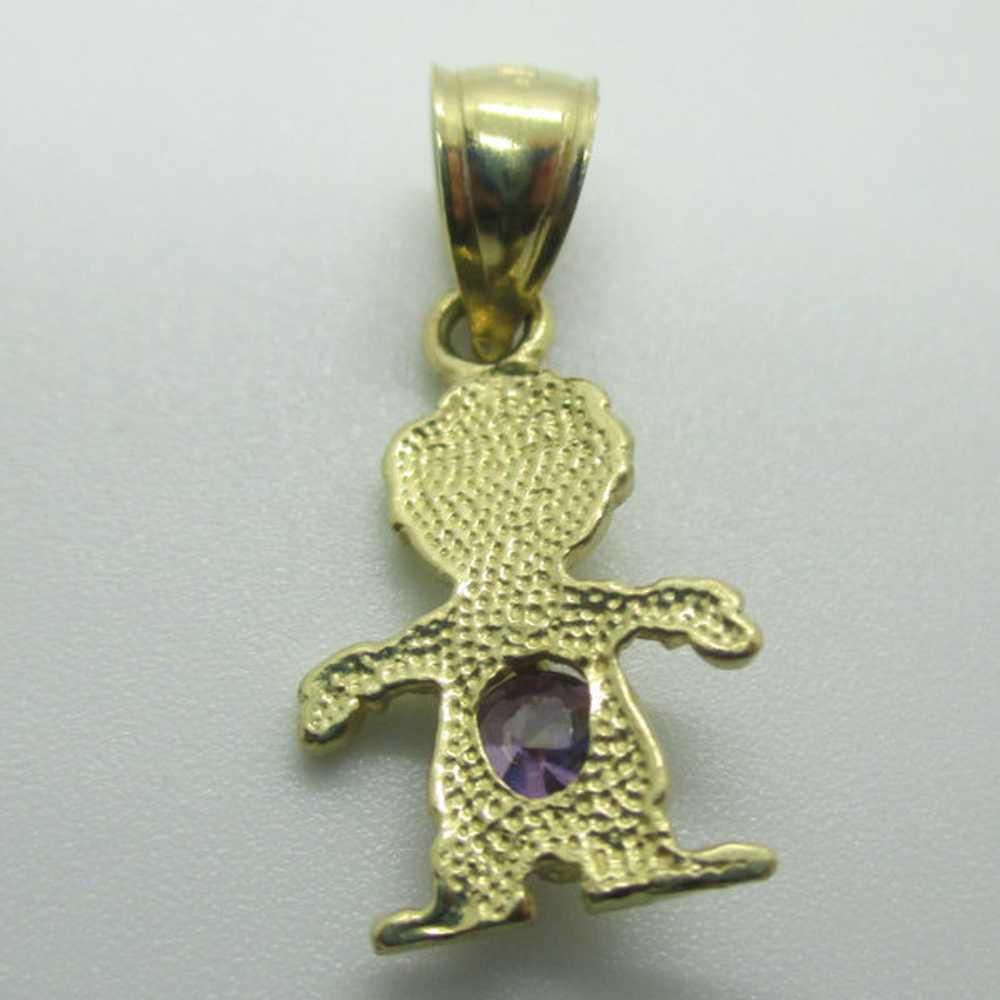 14k Yellow Gold February Boy Kid Charm - image 3