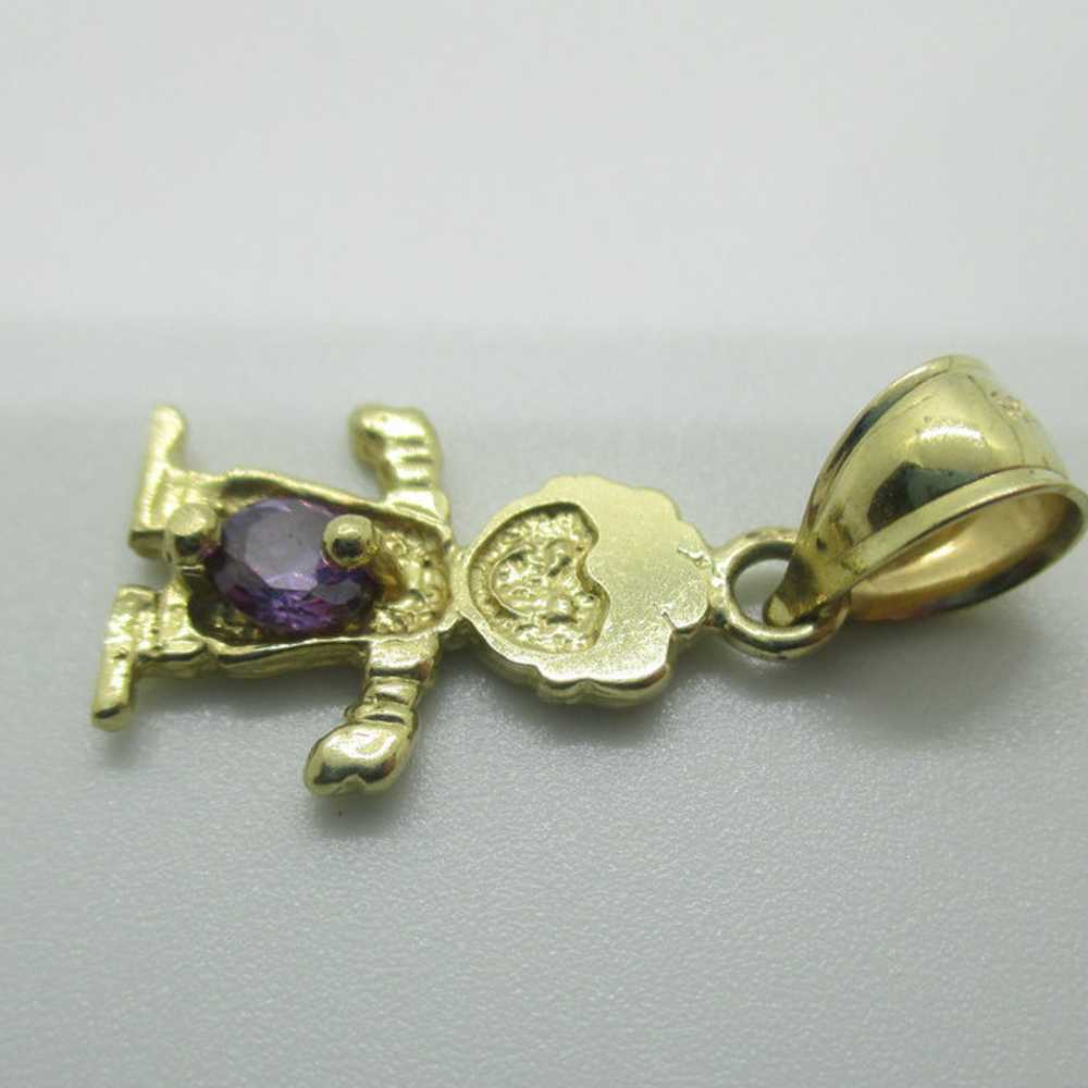 14k Yellow Gold February Boy Kid Charm - image 4