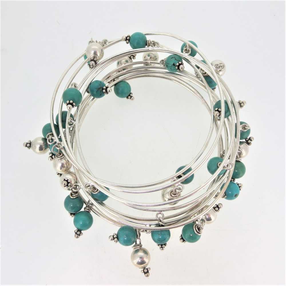Sterling Silver Bangle Bracelets with Nine Pieces… - image 2