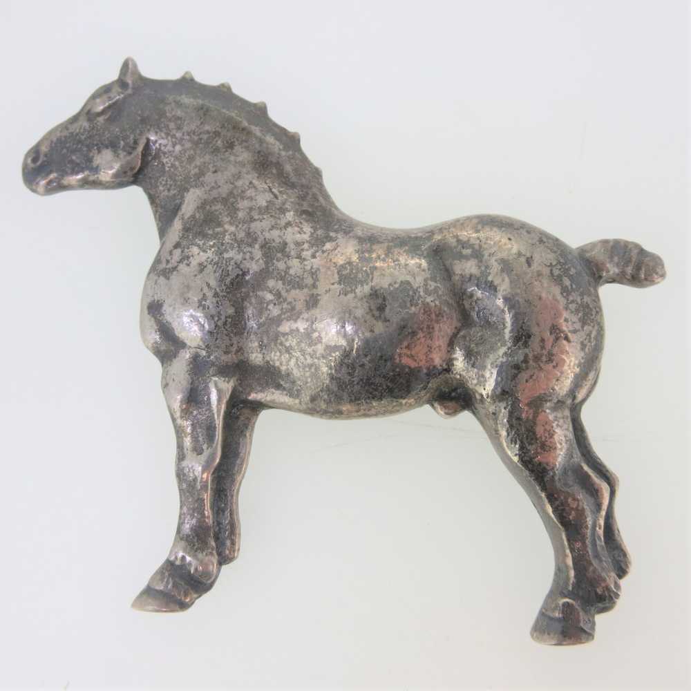 Sterling Silver Horse Pin Signed with Makers Mark - image 1