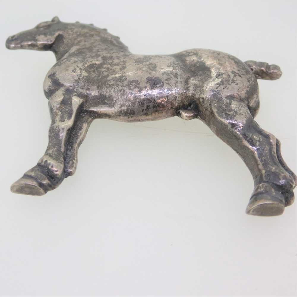 Sterling Silver Horse Pin Signed with Makers Mark - image 2