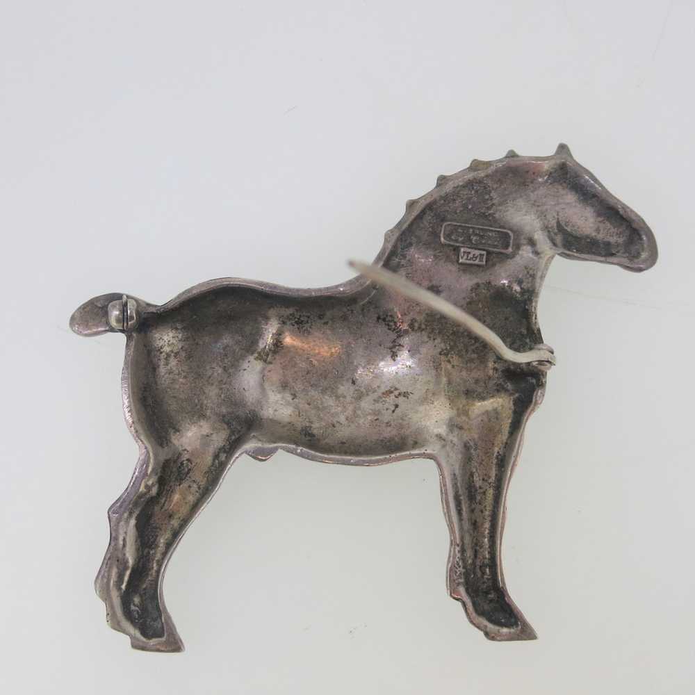 Sterling Silver Horse Pin Signed with Makers Mark - image 4