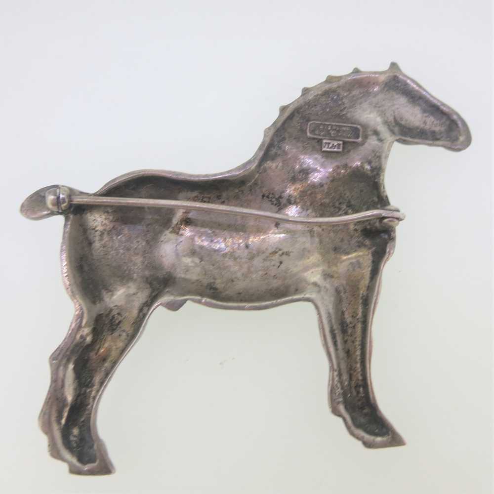 Sterling Silver Horse Pin Signed with Makers Mark - image 6