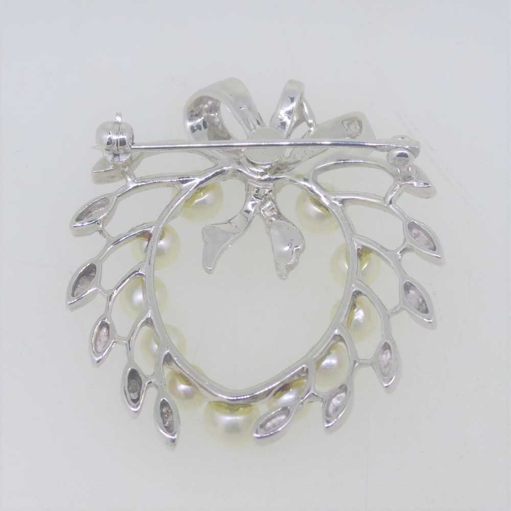 Vintage 14k White Gold Brushed Mistletoe Sprig Wr… - image 5