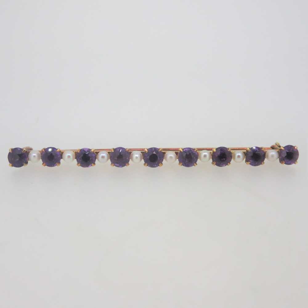 Vintage Antique 14k Yellow Gold Pearl & Amethyst … - image 1