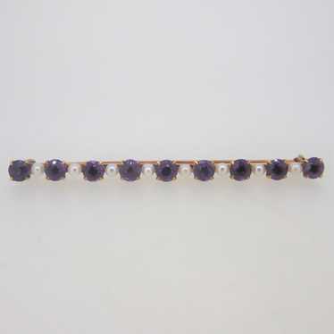 Vintage Antique 14k Yellow Gold Pearl & Amethyst … - image 1