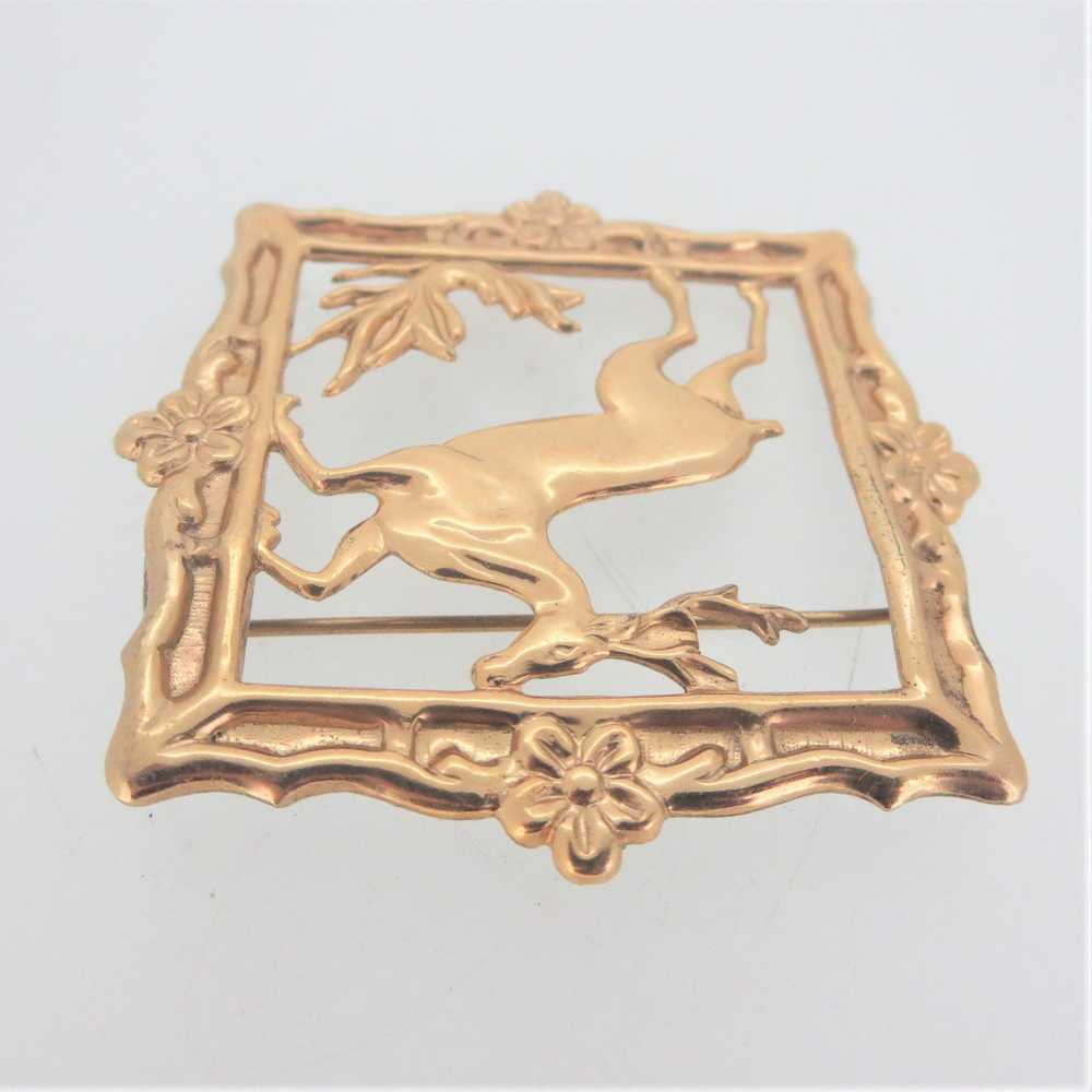 12k Gold Filled Christmas Jumping Deer in Ornate … - image 4