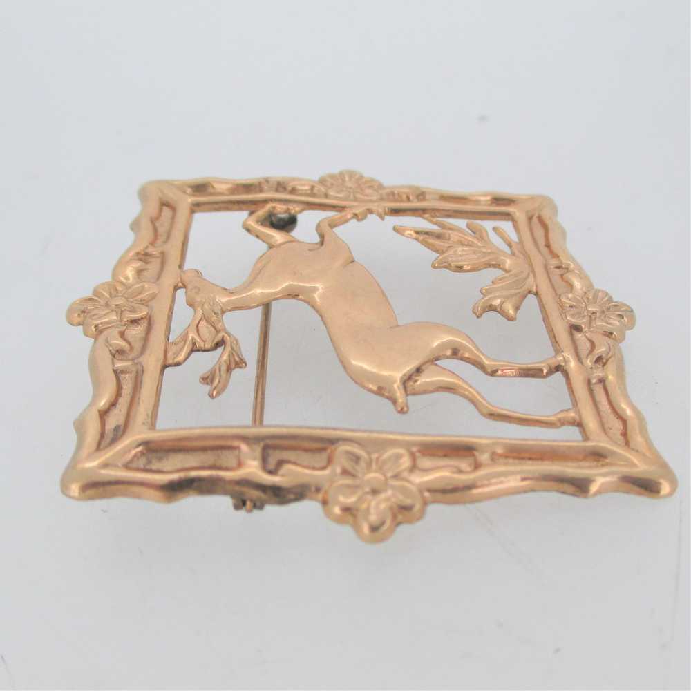 12k Gold Filled Christmas Jumping Deer in Ornate … - image 6