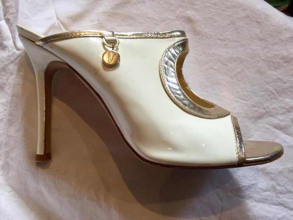 Versace Versace White & Gold Cut-Out Mules - image 2