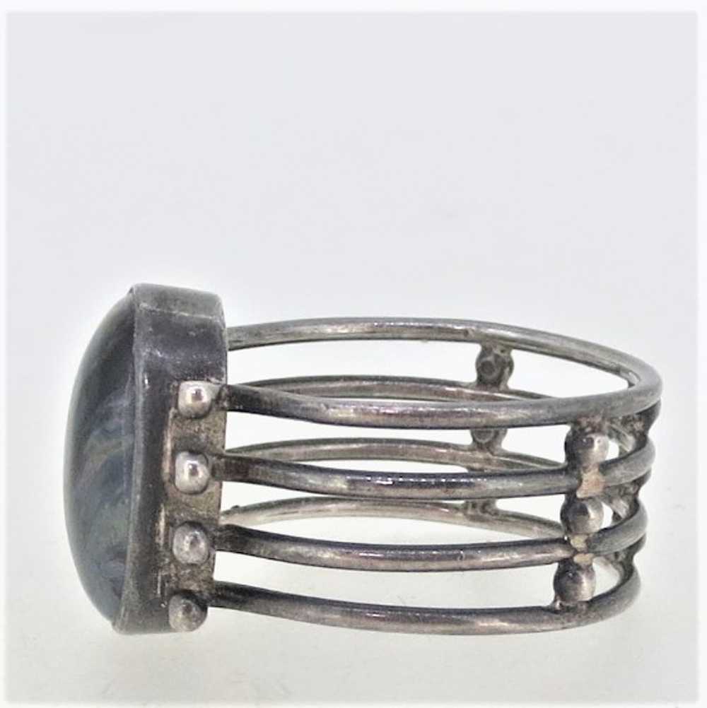 Sterling Silver Multi-Band Blue, Brown, and White… - image 3