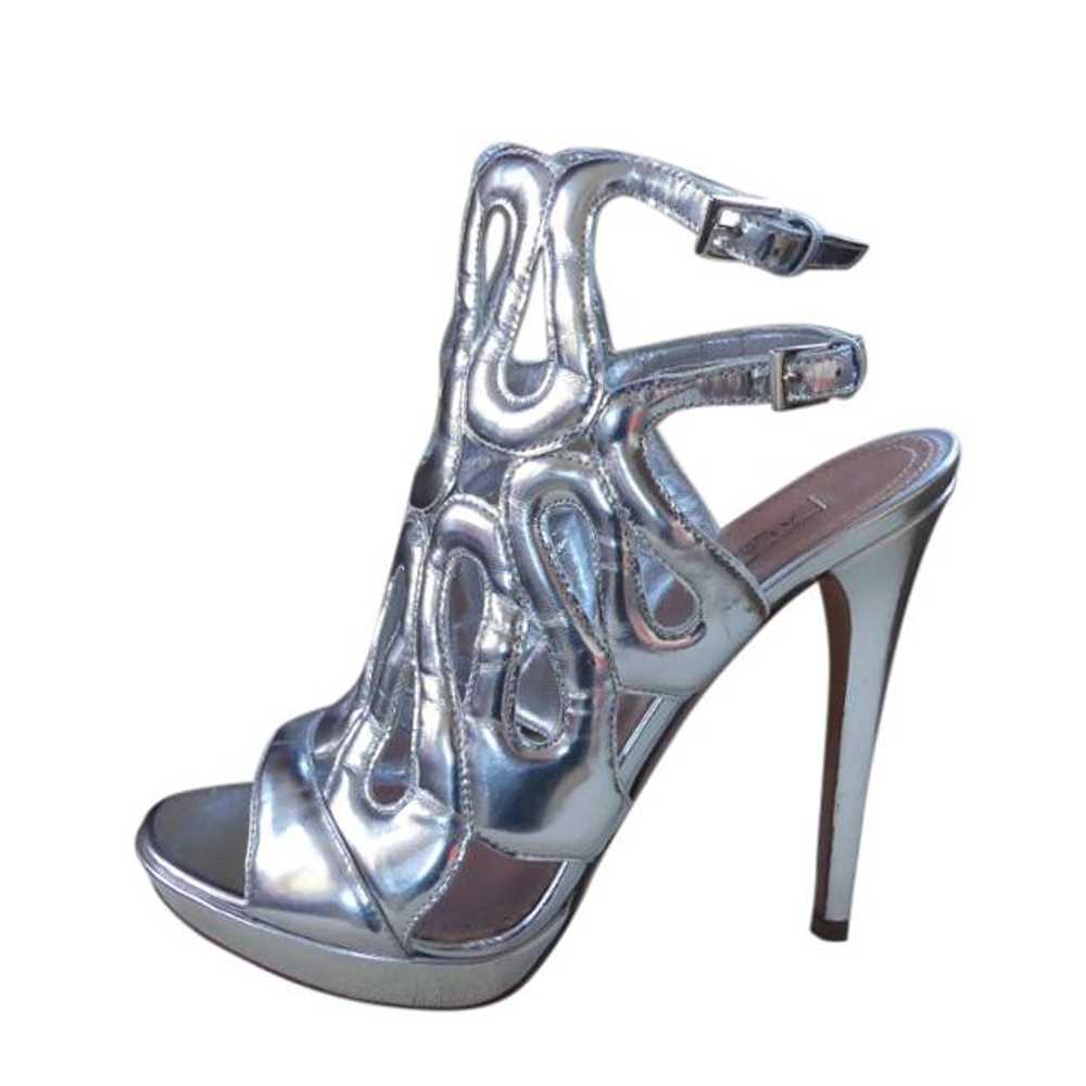 Alaia Alaia Silver Cut-Out Heeled Sandals - image 1