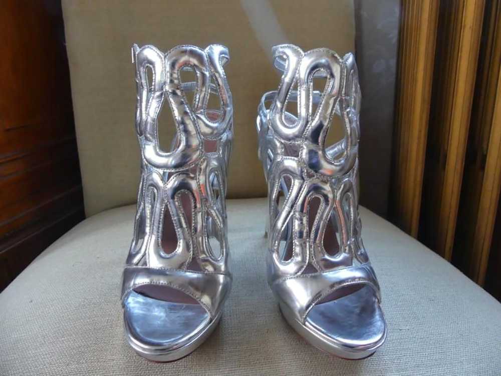 Alaia Alaia Silver Cut-Out Heeled Sandals - image 2