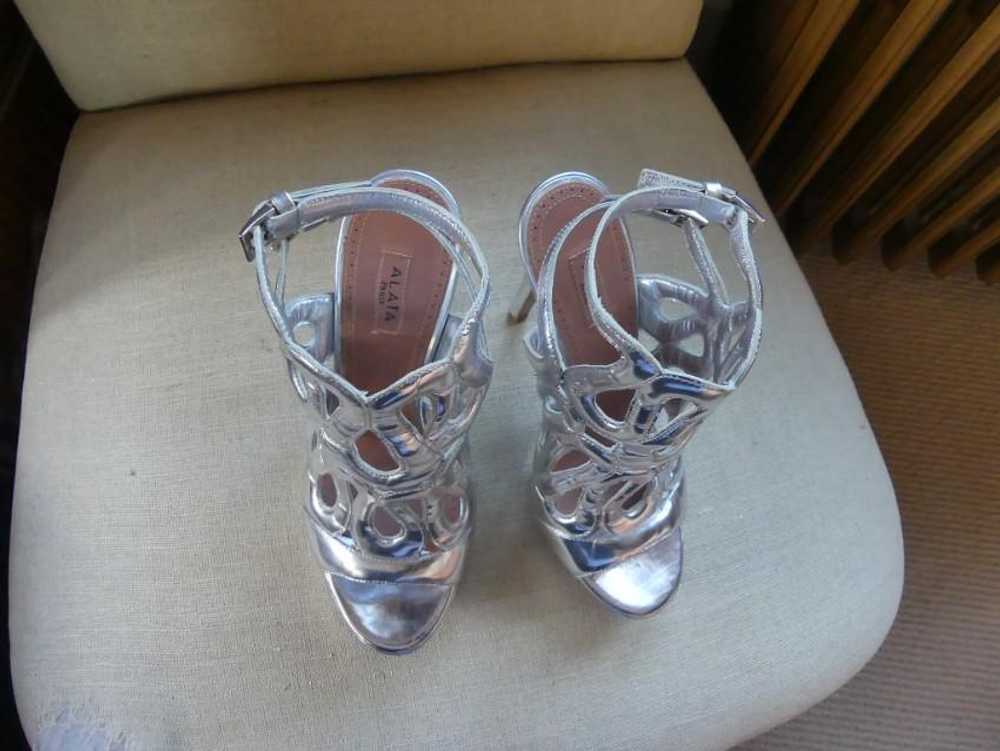 Alaia Alaia Silver Cut-Out Heeled Sandals - image 3
