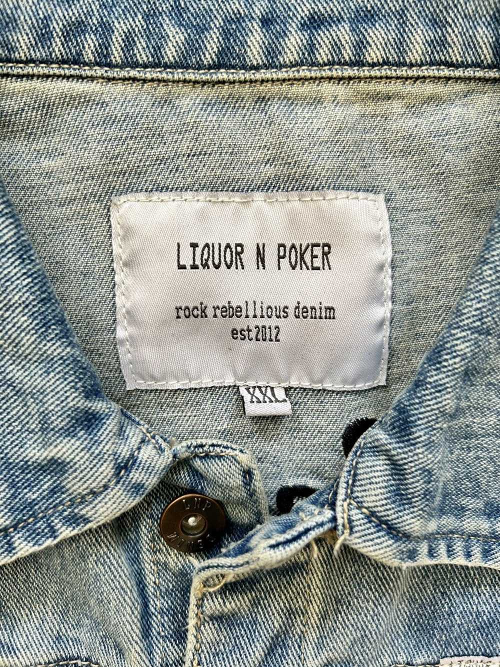 Streetwear Liquor N Poker Stitched Denim Jacket - image 3