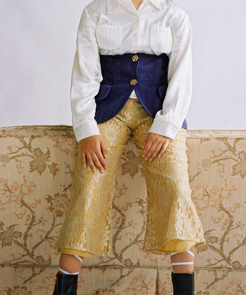 1980s Gold Lace Gaucho Pants - image 1