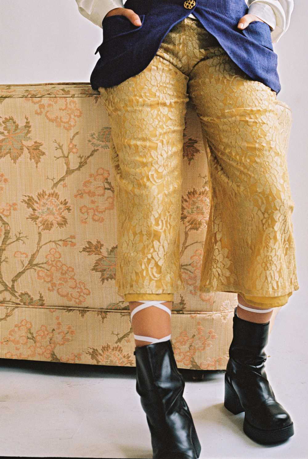 1980s Gold Lace Gaucho Pants - image 3