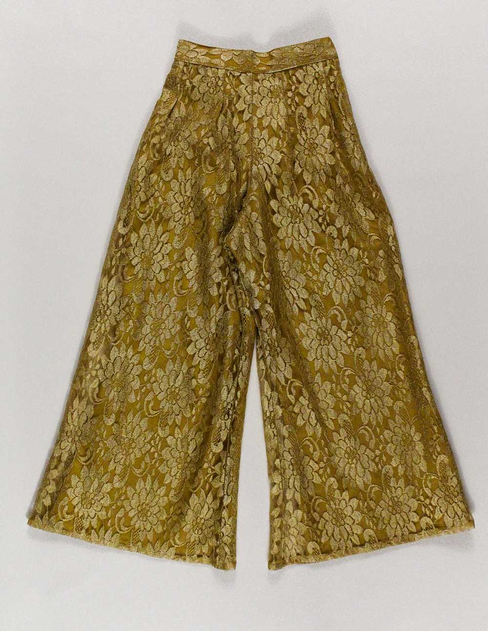 1980s Gold Lace Gaucho Pants - image 4