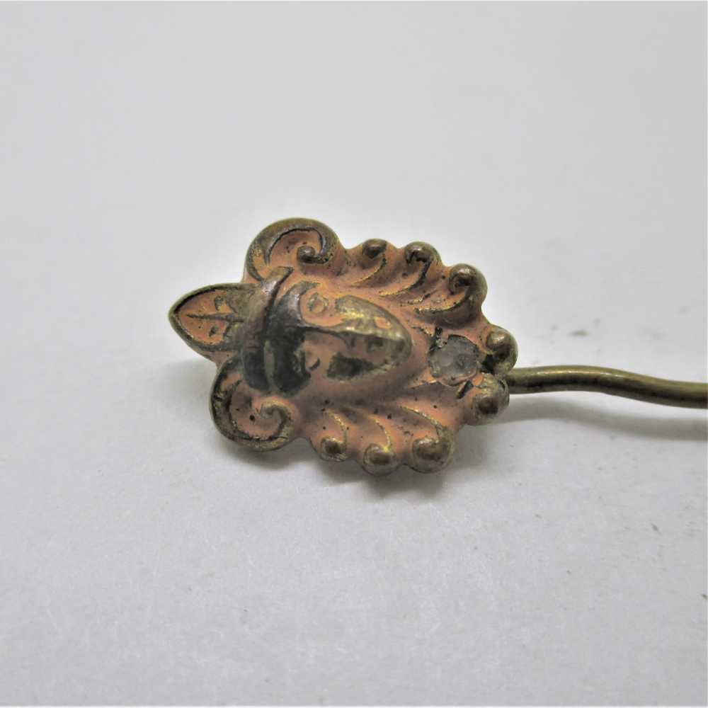 Vintage Gold Filled Fleur De Lis Face Stick Pin - image 2